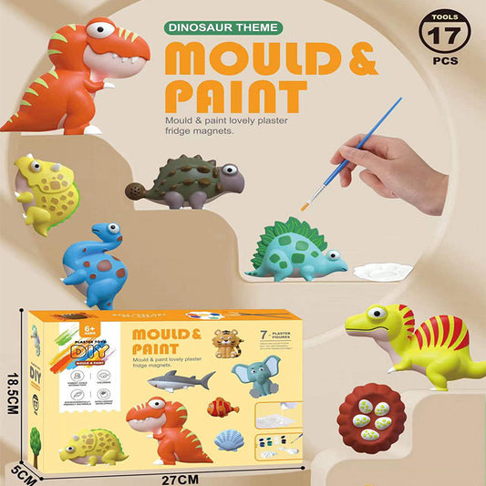 Kit Peinture Plâtre DIY Enfant – Figurines à Peindre, 3 Thèmes au Choix (Dinosaure, Océan, Oiseaux), 7-14 Ans