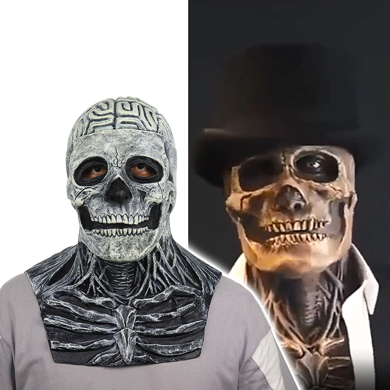 Masque Crâne Squelette Halloween – Accessoire Horreur Démon Zombie, Latex, Modèle Squelette ou Chapeau