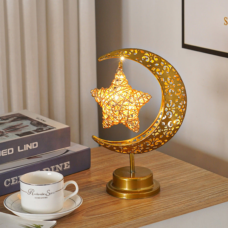 Lampe Décorative LED Filament Cuivre – 3 Formes Lune Étoile Ampoule, Lumière Blanc Chaud, Déco Chambre Bureau, Cadeau Noël