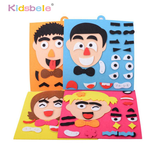 Puzzle Créatif Expressions du Visage DIY 30×30cm – Garçon, Fille, Papa ou Maman, Jeu Éducatif Enfant, Cadeau Famille