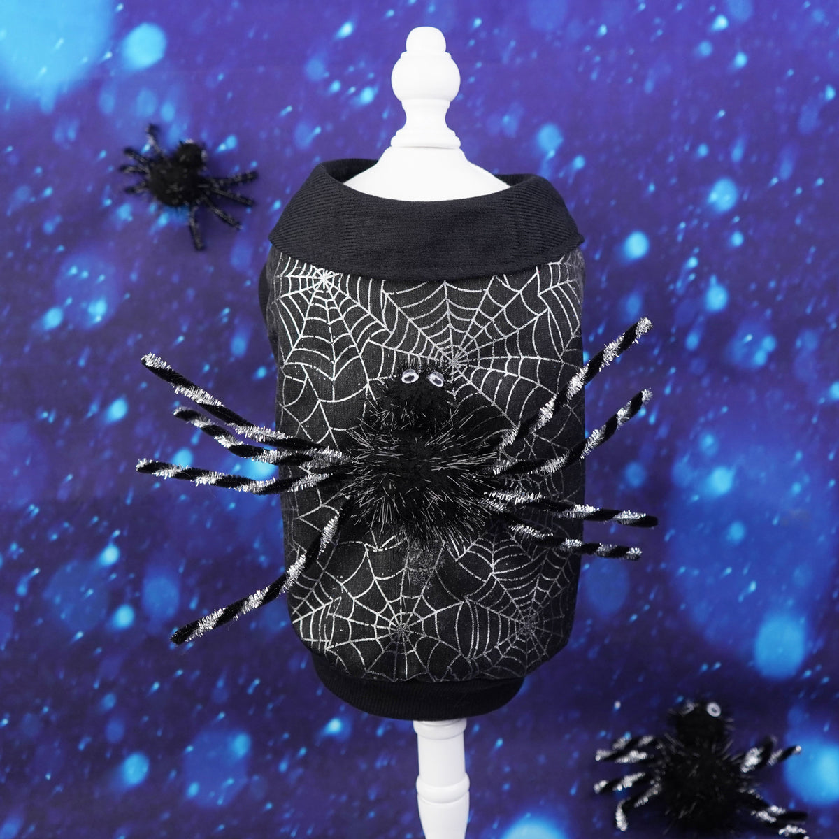 Costume Toile d’Araignée Halloween pour Chien – Manteau Polyester Noir, Tailles S M L XL, Déguisement Animal
