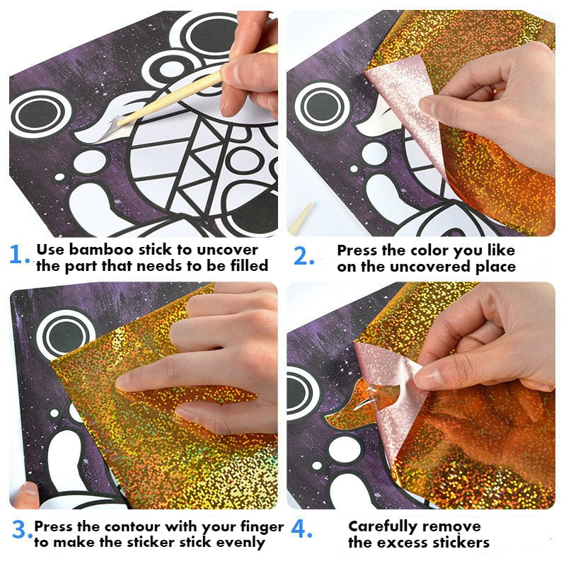 Kit Dessin Transfert Magique DIY Enfant – Peinture Cartoon 20x17cm, Jouet Éducatif Créatif, Cadeau Enfant