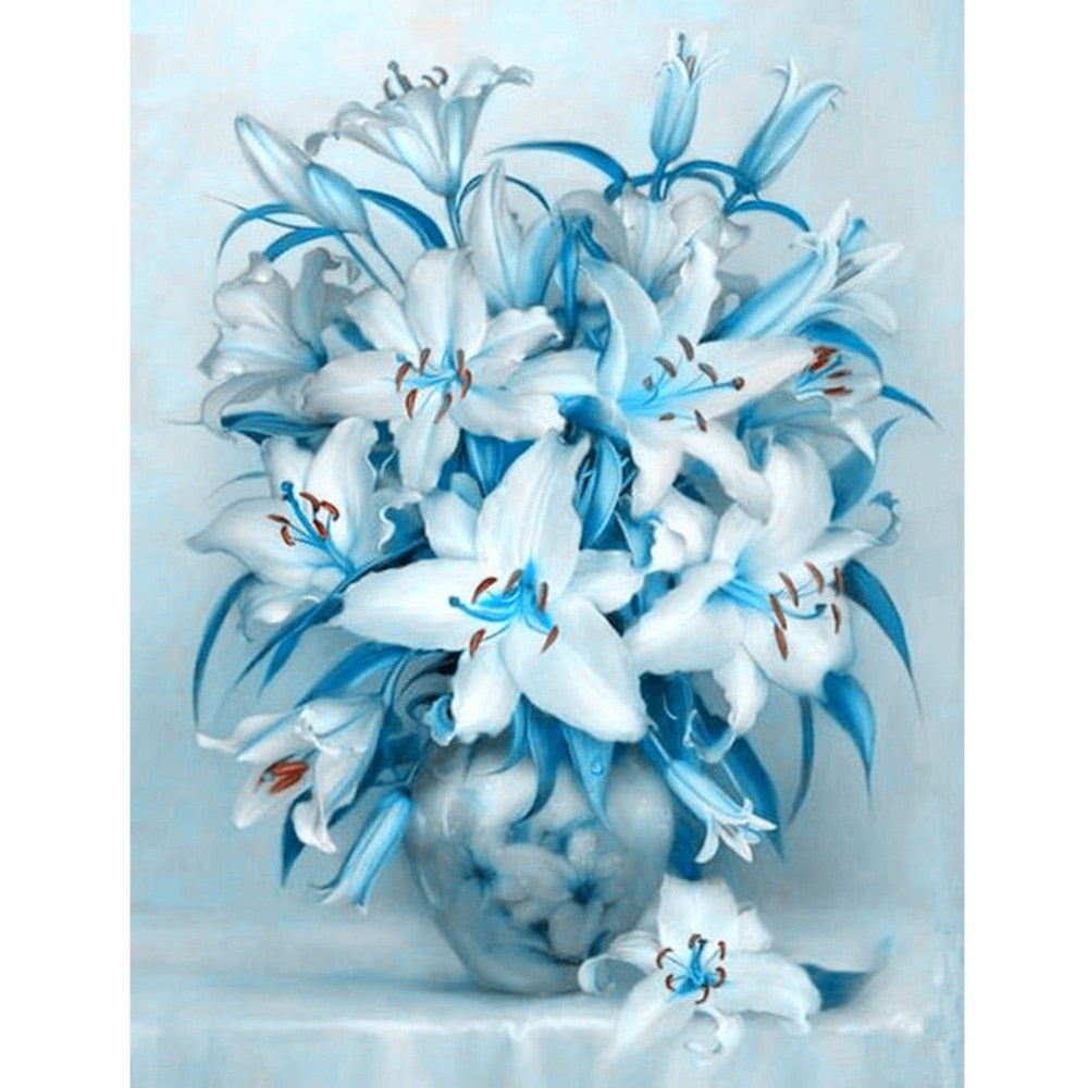 Kit Peinture Diamant Fleurs – Full Drill, Diamants Ronds Résine 2,8mm, 447 Couleurs DMC, 3 Formats, Décoration Murale
