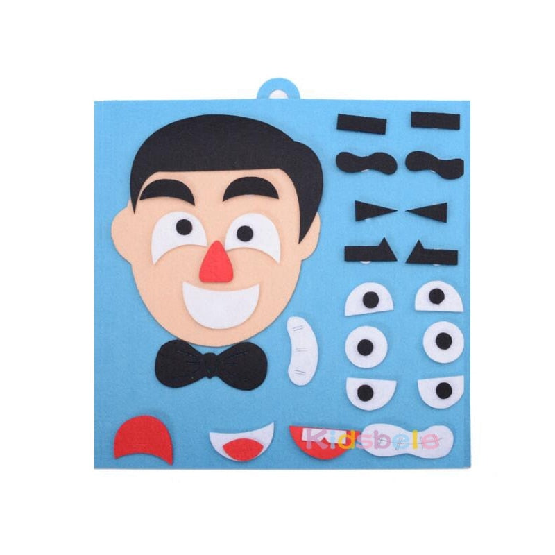 Puzzle Créatif Expressions du Visage DIY 30×30cm – Garçon, Fille, Papa ou Maman, Jeu Éducatif Enfant, Cadeau Famille