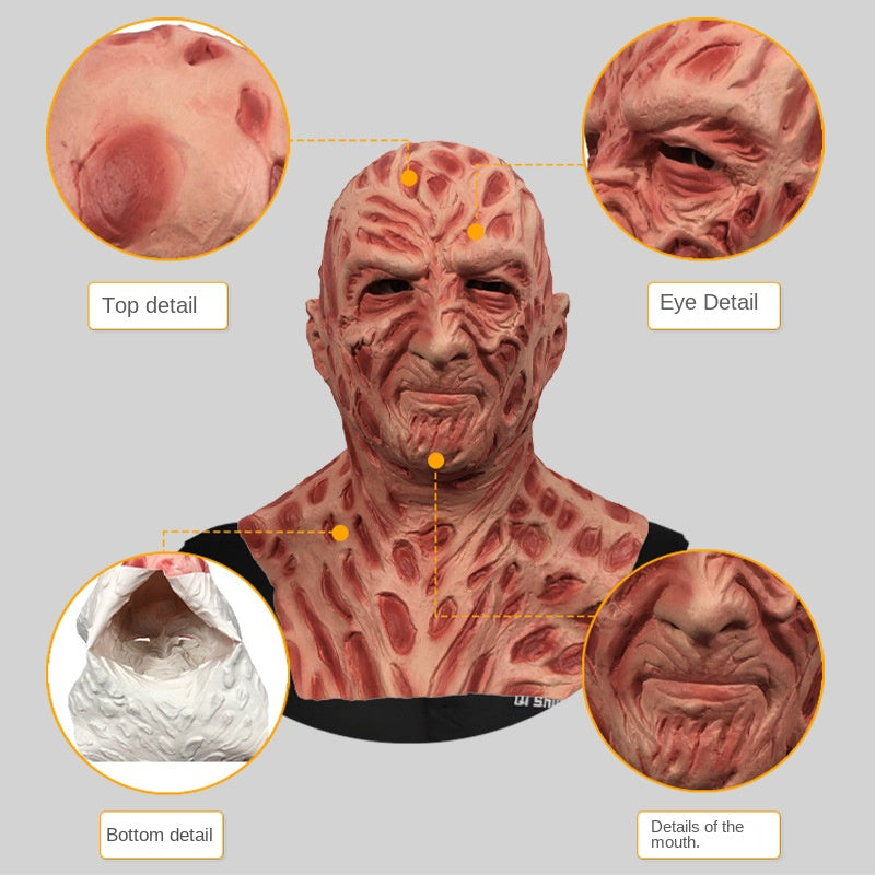 Ensemble Freddy Krueger Halloween – Masque Latex + Gants Griffes Horreur, Set Complet Cosplay & Carnaval