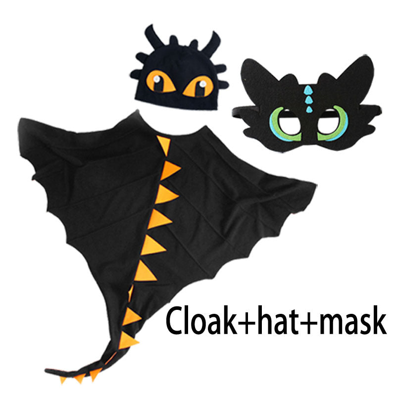 Cape Dinosaure Enfant – Déguisement Halloween & Noël, Tissu 120x110cm, 5 Coloris, 3-8 Ans