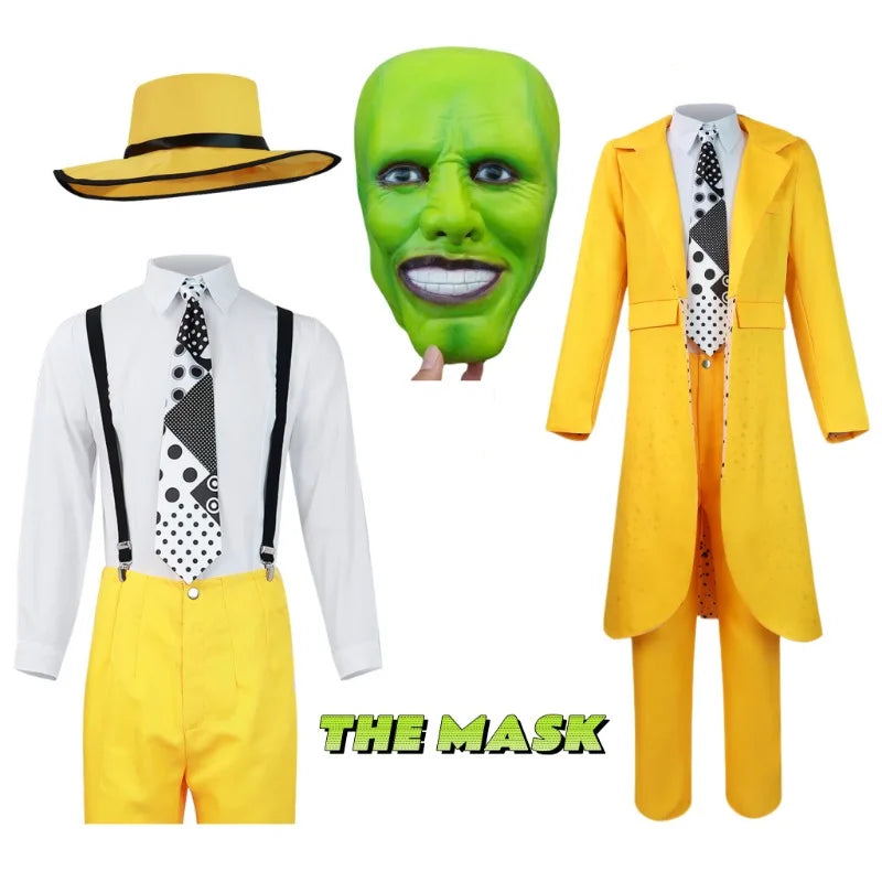 Costume The Mask Jim Carrey – Déguisement Halloween & Carnaval Complet, Cosplay Film Culte, Tailles S à XXXL