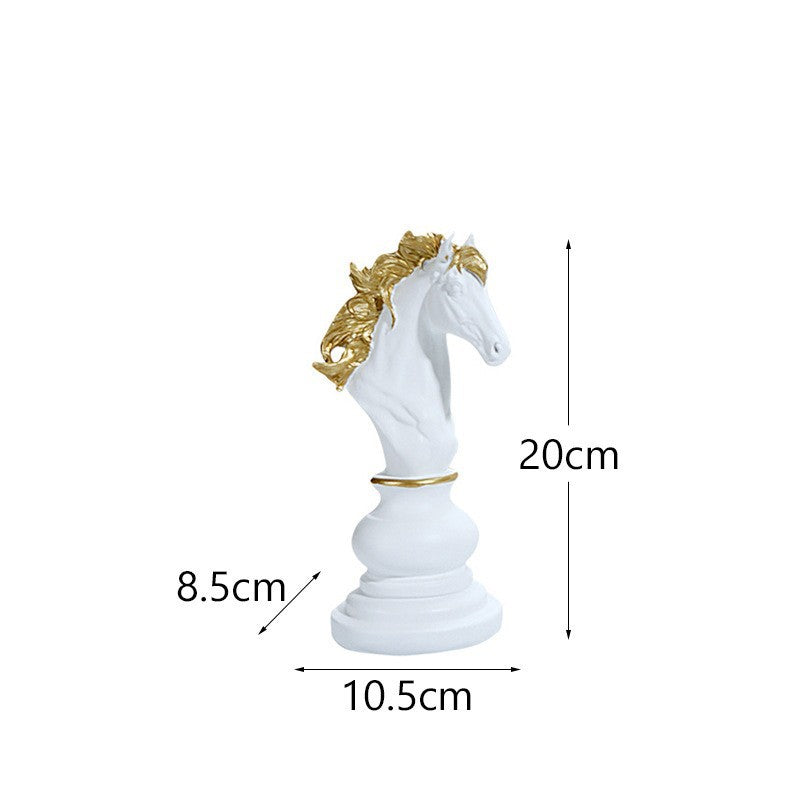 Set 3 Pièces d’Échecs Décoratives en Résine – Roi Reine Cheval, Style Européen, Déco Salon Bureau Cave à Vin, Cadeau