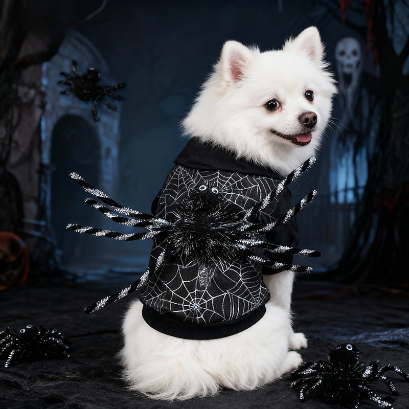 Costume Toile d’Araignée Halloween pour Chien – Manteau Polyester Noir, Tailles S M L XL, Déguisement Animal