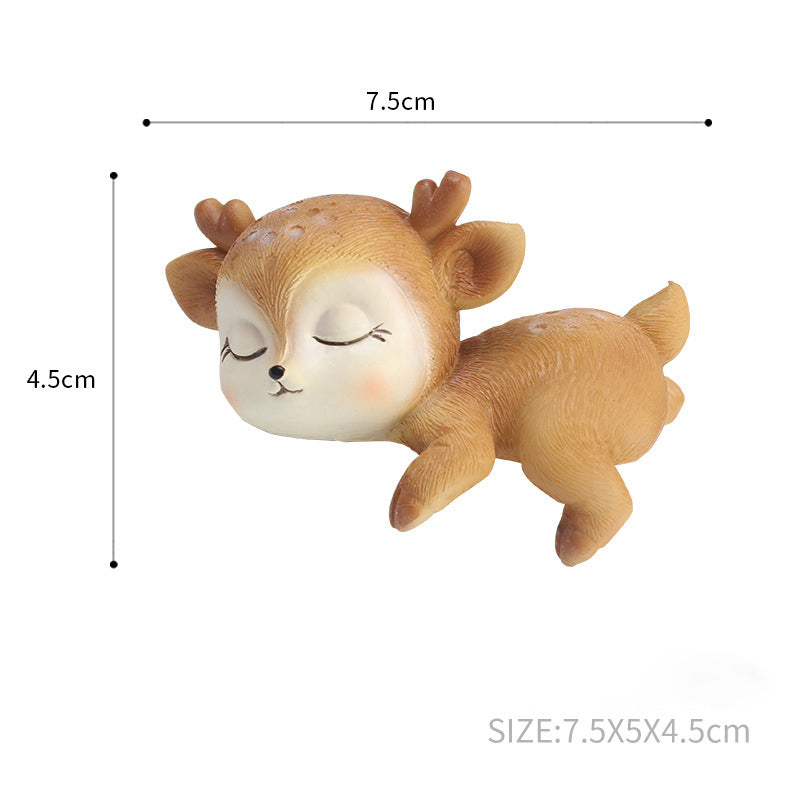 Figurine Faon Endormi en Résine – Ornement Noël & Déco Maison, Jardin, Voiture, 3 Poses, 7,5cm