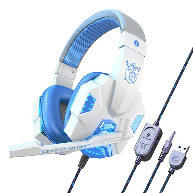 Casque Gaming Filaire PC – Micro Intégré, LED RGB, Jack 3,5mm + USB, Câble 2m, 3 Coloris, Confort Longue Durée