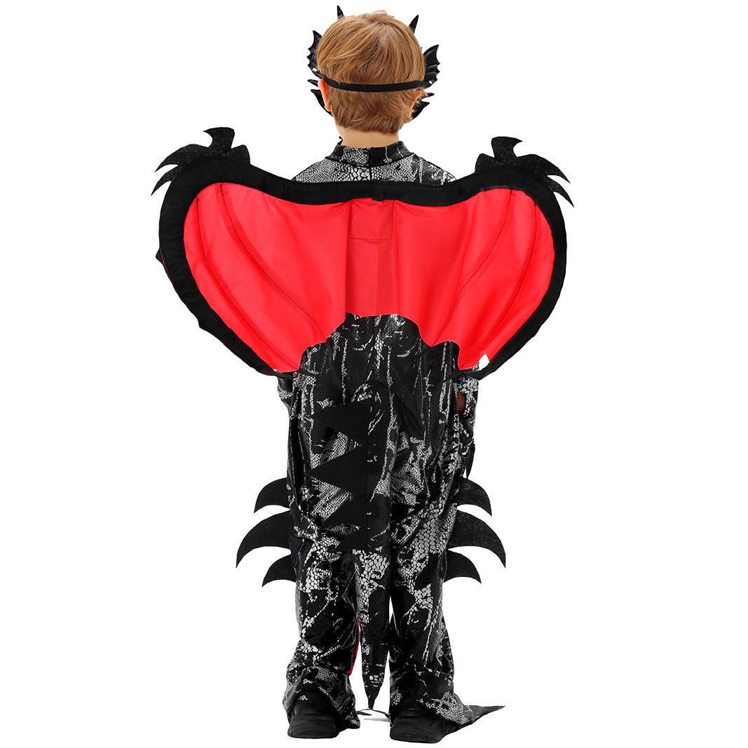 Costume Dinosaure Diable Enfant – Déguisement Cosplay Halloween & Scène, Imprimé, Tailles S à XL