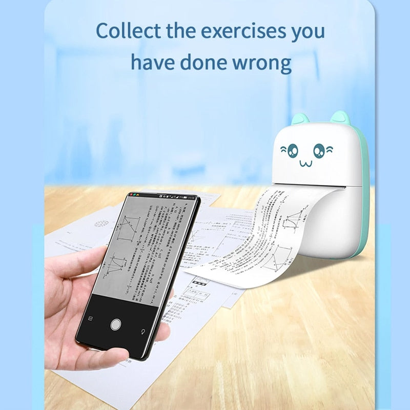 Mini Imprimante Thermique Portable Bluetooth Sans Encre – Photo & Étiquettes, 203 DPI, iOS & Android, Rose ou Bleu + Papier