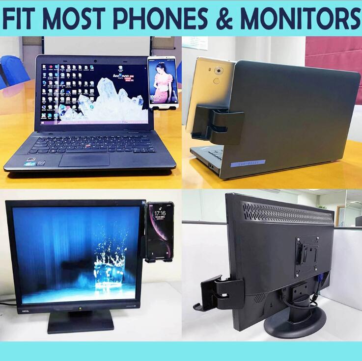 Support Téléphone Latéral pour Écran PC – Clip Ajustable Multi-écran | Noir