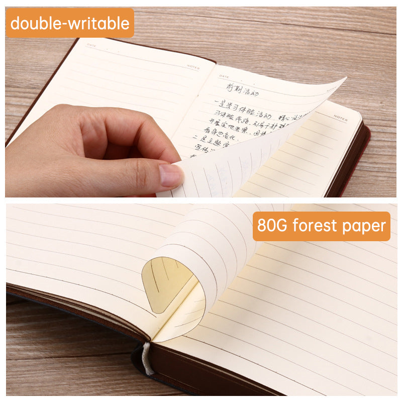 Carnet A6 Simili-Cuir – 140 Feuilles 80g, 280 Pages, 3 Coloris, Journal Intime, Cahier Bureau & Livre de Recettes
