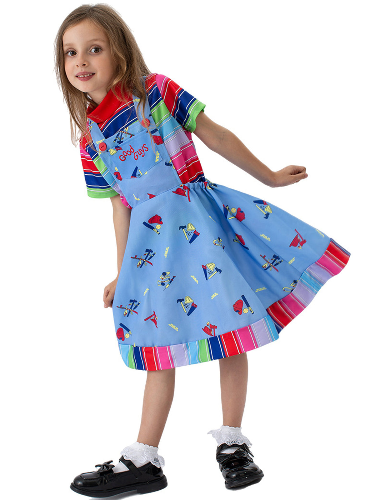 Costume Chucky Enfant Halloween – Déguisement Clown Horreur Cosplay, Fille & Garçon, Tailles S à XL