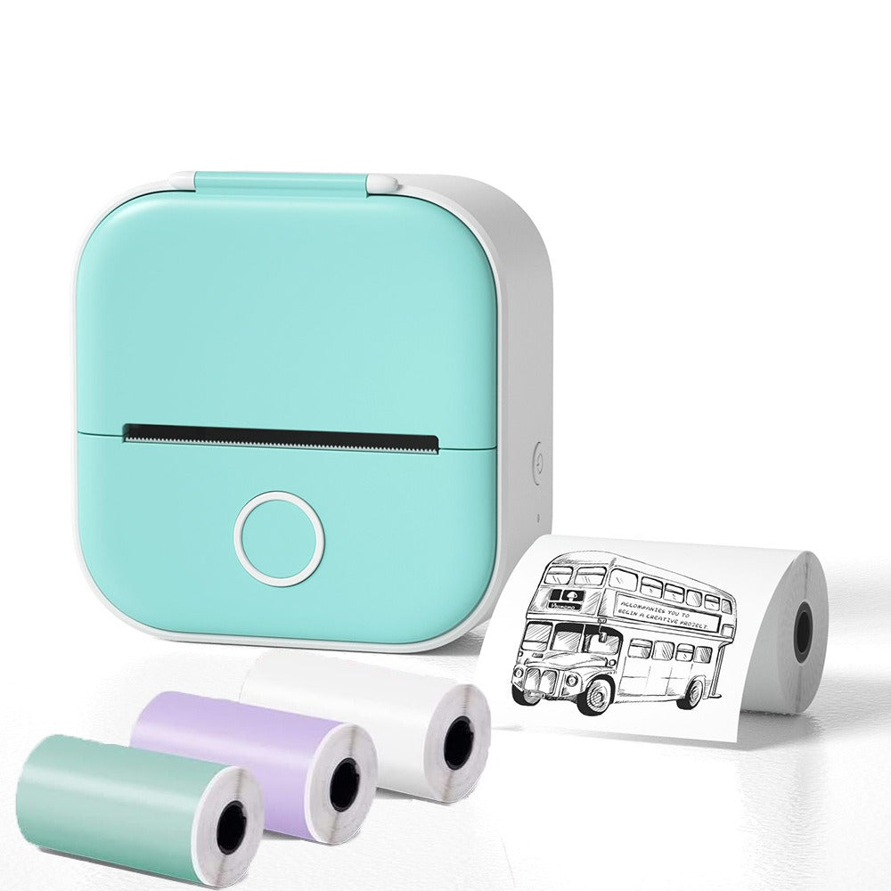 Mini Imprimante Thermique Bluetooth Portable – T02, 6 Coloris, Papier 53x30mm, Batterie Lithium, Étiquettes & Photos
