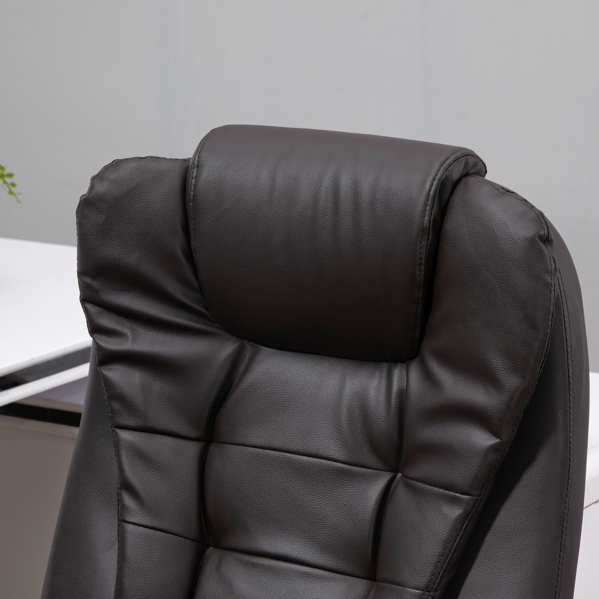 Fauteuil de Bureau Massant & Chauffant 6 Points – Ergonomique, Hauteur Réglable, Revêtement Synthétique, Brun, 120kg Max