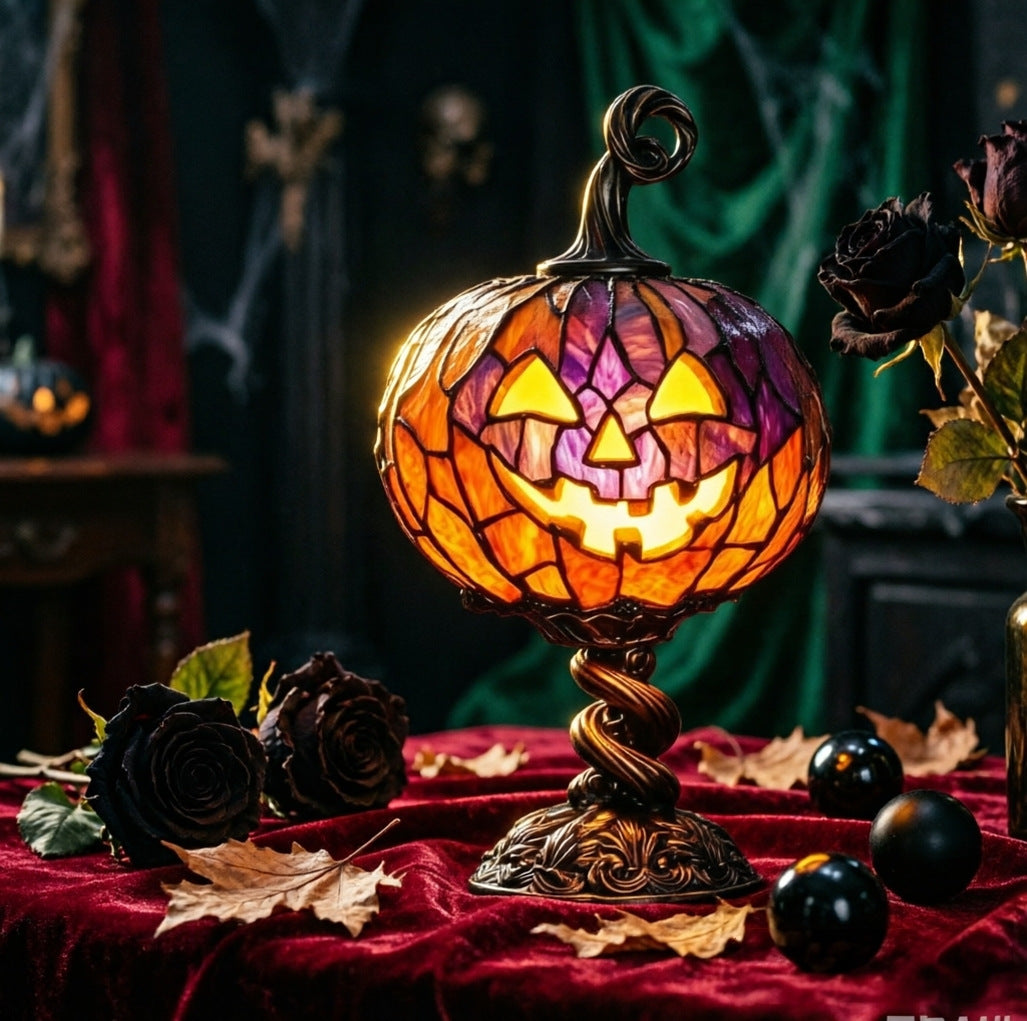 Lampe de Table Halloween Citrouille Lumineuse – Résine, Fantômes & Chauves-Souris, Décoration Intérieure, Cadeau Halloween