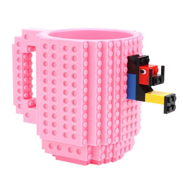 Mug Créatif Style Briques 350ml – Plastique Alimentaire Certifié, 6 Coloris, Enfant & Adulte, Cadeau Original