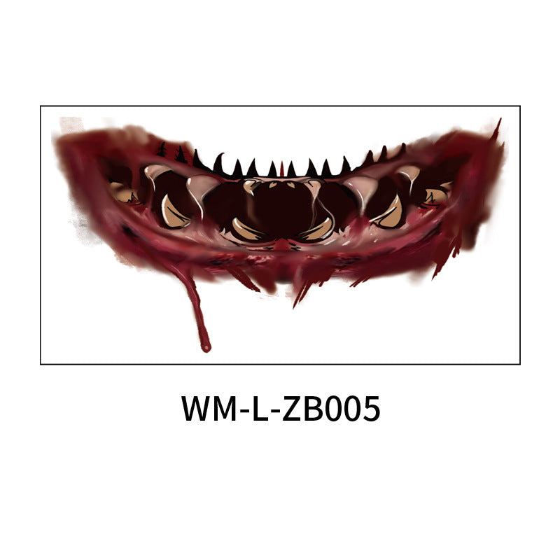 Stickers Tatouage Bouche Halloween – Maquillage Lèvres Horreur DIY, 10 Modèles, Coloris ou Noir & Blanc, Soirée Déguisée