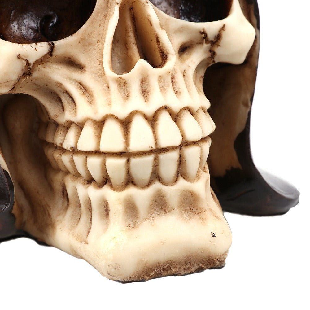 Crâne Décoratif en Résine – Ornement Halloween & Maison, Modèle Motard