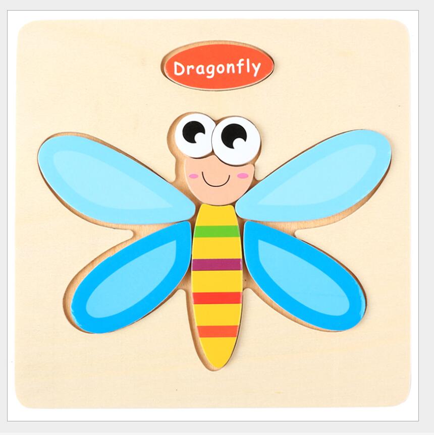 Puzzle 3D en Bois Enfant – Hélicoptère, Avion, Pompier, Tortue, Abeille, Libellule ou Papillon, Éveil Dès 3 Ans, Cadeau Enfant