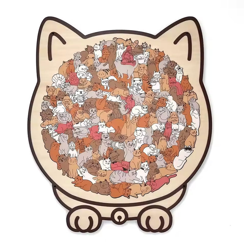 Puzzle 135 Pièces Silhouette Chat – Pièces Forme Patte, Décoration & Cadeau, 4 Palettes de Couleurs