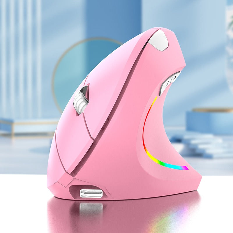 Souris Verticale Sans Fil Ergonomique 2,4 GHz – Récepteur USB, Prévention TMS, 3 Coloris Blanc Rose Noir, PC & Mac