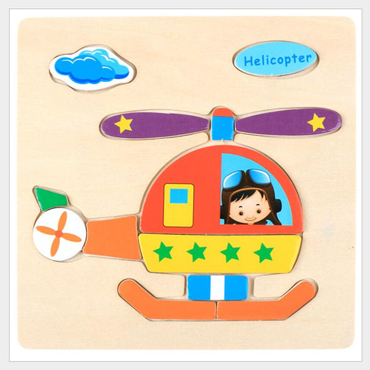 Puzzle 3D en Bois Enfant – Hélicoptère, Avion, Pompier, Tortue, Abeille, Libellule ou Papillon, Éveil Dès 3 Ans, Cadeau Enfant