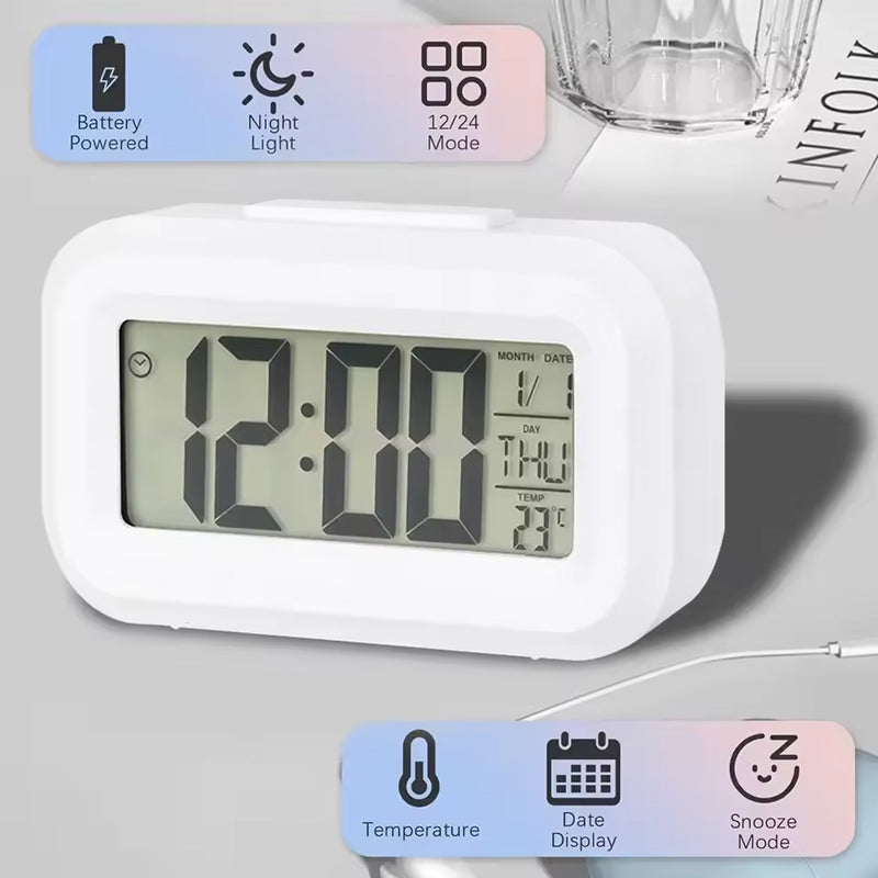 Réveil Digital LED Multifonctions – Affichage Heure Date Température, Veilleuse, Snooze, 2 Coloris, Chambre & Chevet