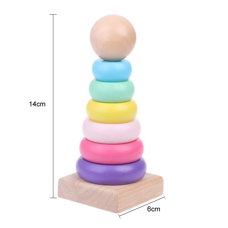 Jouet d’Éveil Bébé Tasses & Anneaux à Empiler – Bois & Plastique, Couleurs Arc-en-ciel, Motricité & Logique, Cadeau Naissance