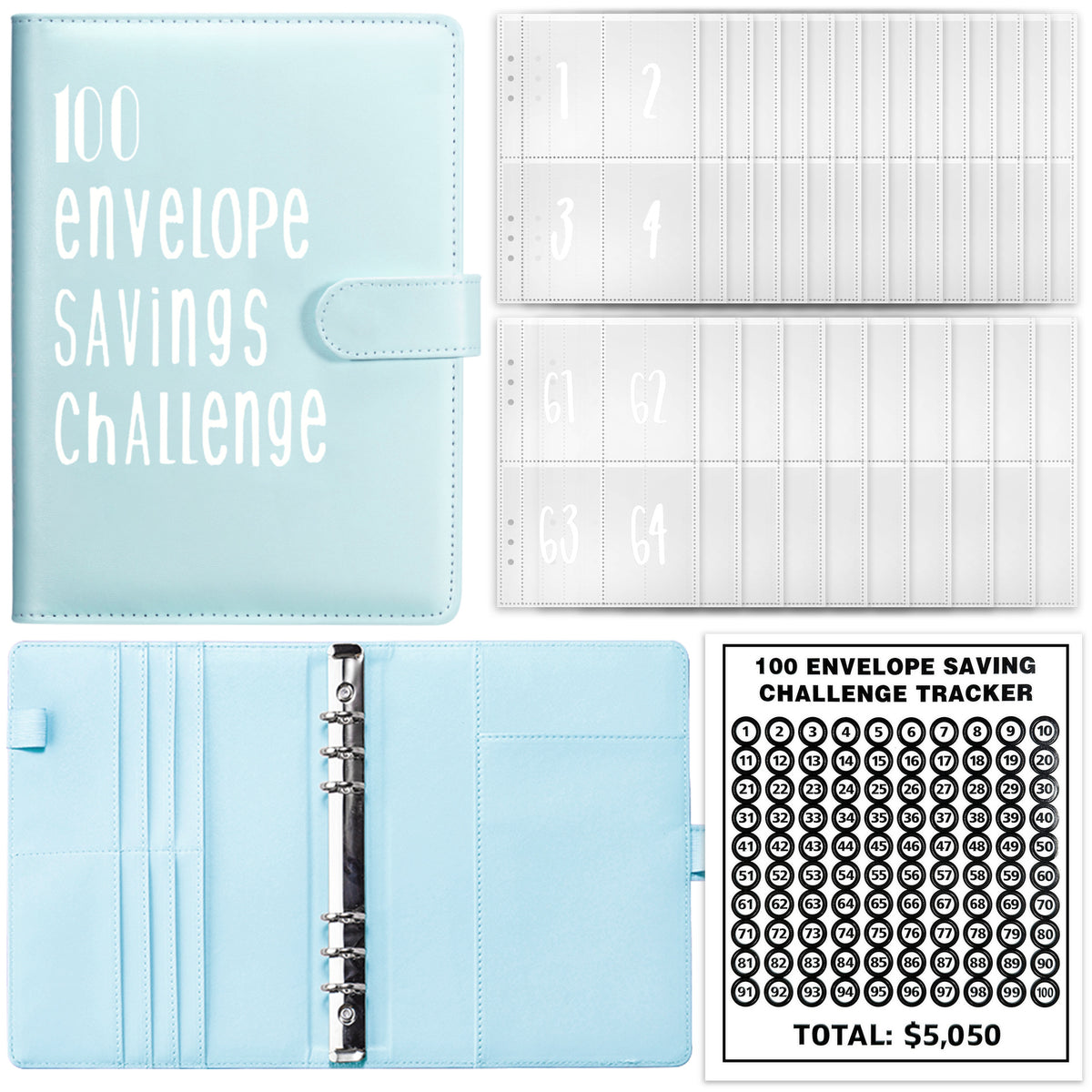 Carnet d’Épargne Défi 100 Jours – Cahier Budget & Objectifs | Rose, Vert, Bleu, Gris