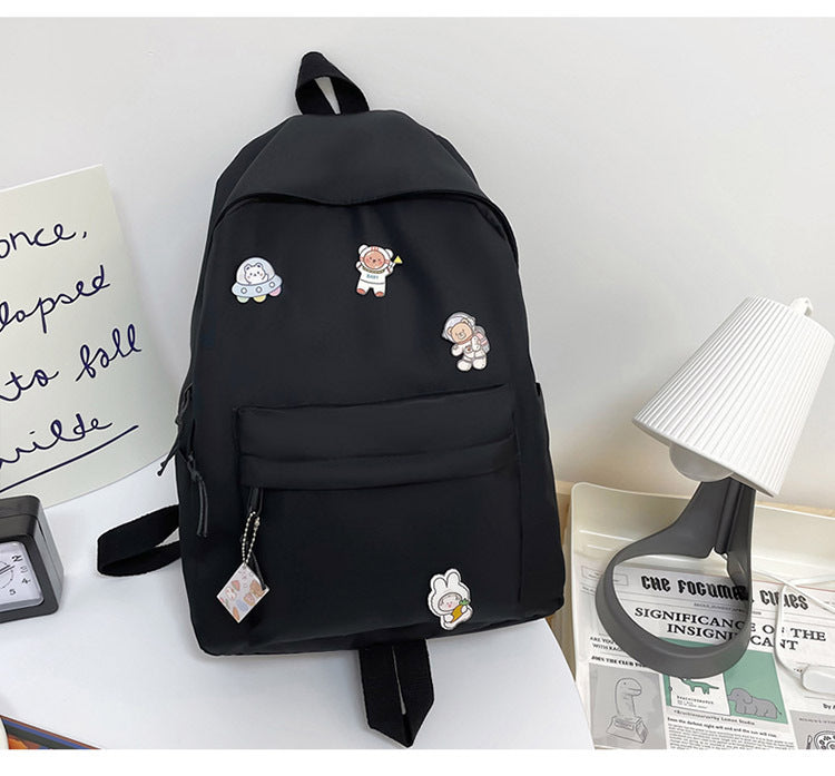 Sac à Dos Nylon Uni Grande Capacité – Style Minimaliste, Campus & Lycée, Noir ou Blanc