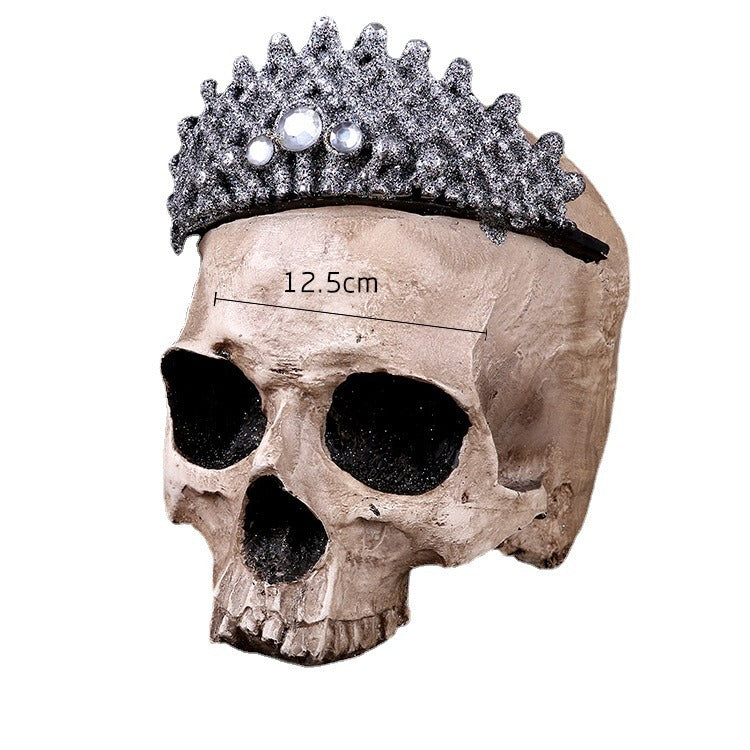Crâne Couronne en Résine – Décoration Halloween & Gothique Chic, Modèle Princesse