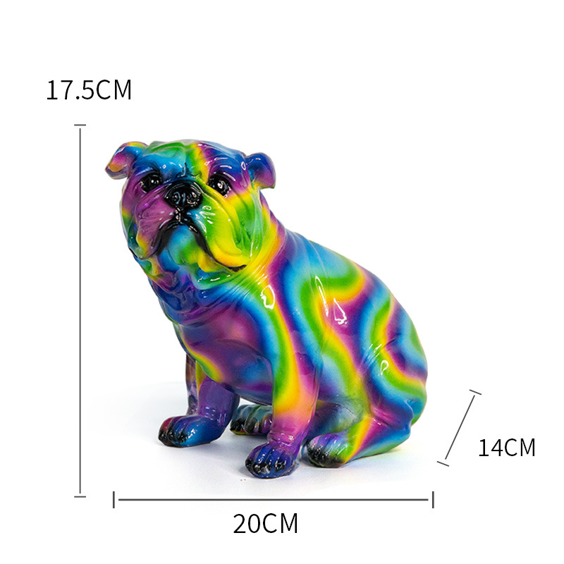 Statuette Bulldog Décorative en Résine – 3 Finitions Colorées (Rainbow, Graffiti, Pearl), Objet Déco Original Maison