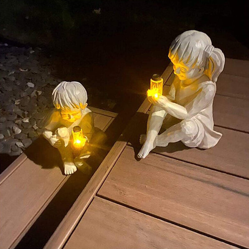 Figurine Enfant en Résine Phosphorescente – Statuette Garçon ou Fille, Décoration Jardin & Maison