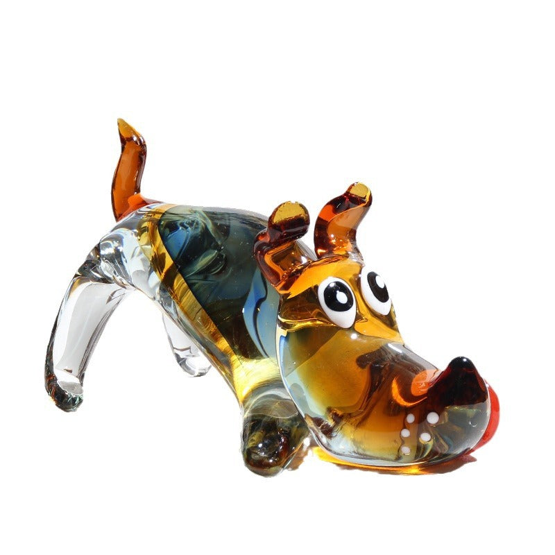 Statuette Chien en Cristal – Figurine Chiot Verre Soufflé, Style Nordique Haut de Gamme, Décoration Salon, Cadeau Luxe
