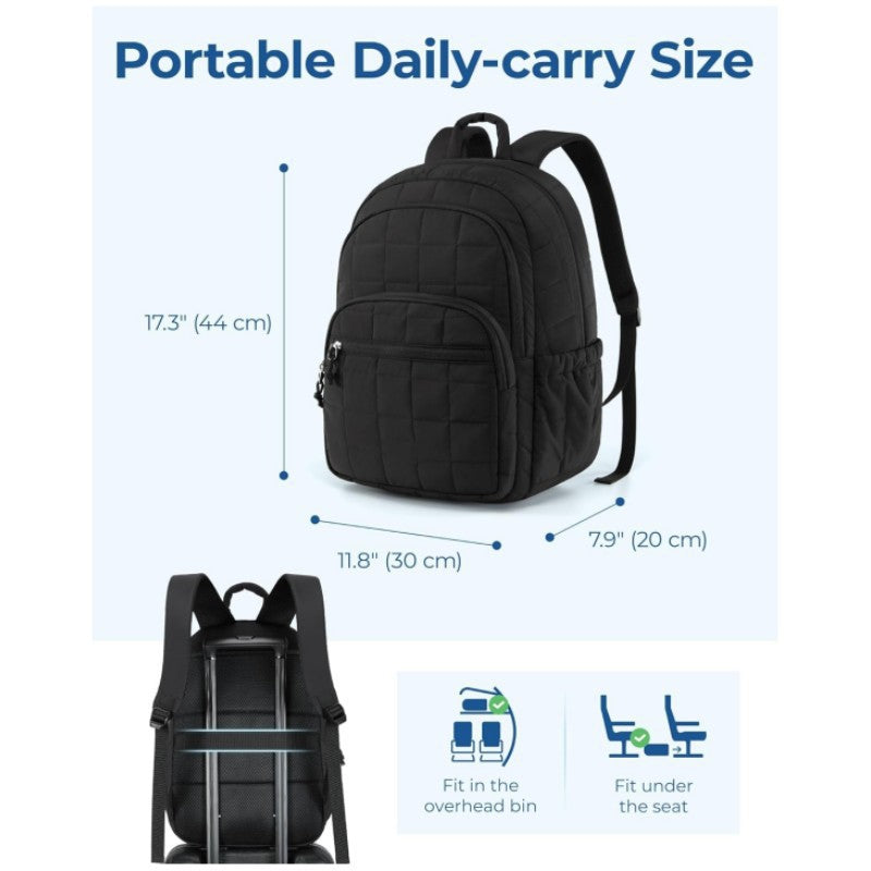 Sac à Dos Nylon Minimaliste Urbain Femme – Grande Capacité 20-35L, Voyage & Quotidien, Noir