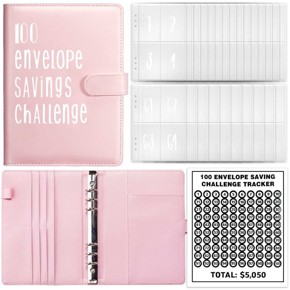 Carnet d’Épargne Défi 100 Jours – Cahier Budget & Objectifs | Rose, Vert, Bleu, Gris