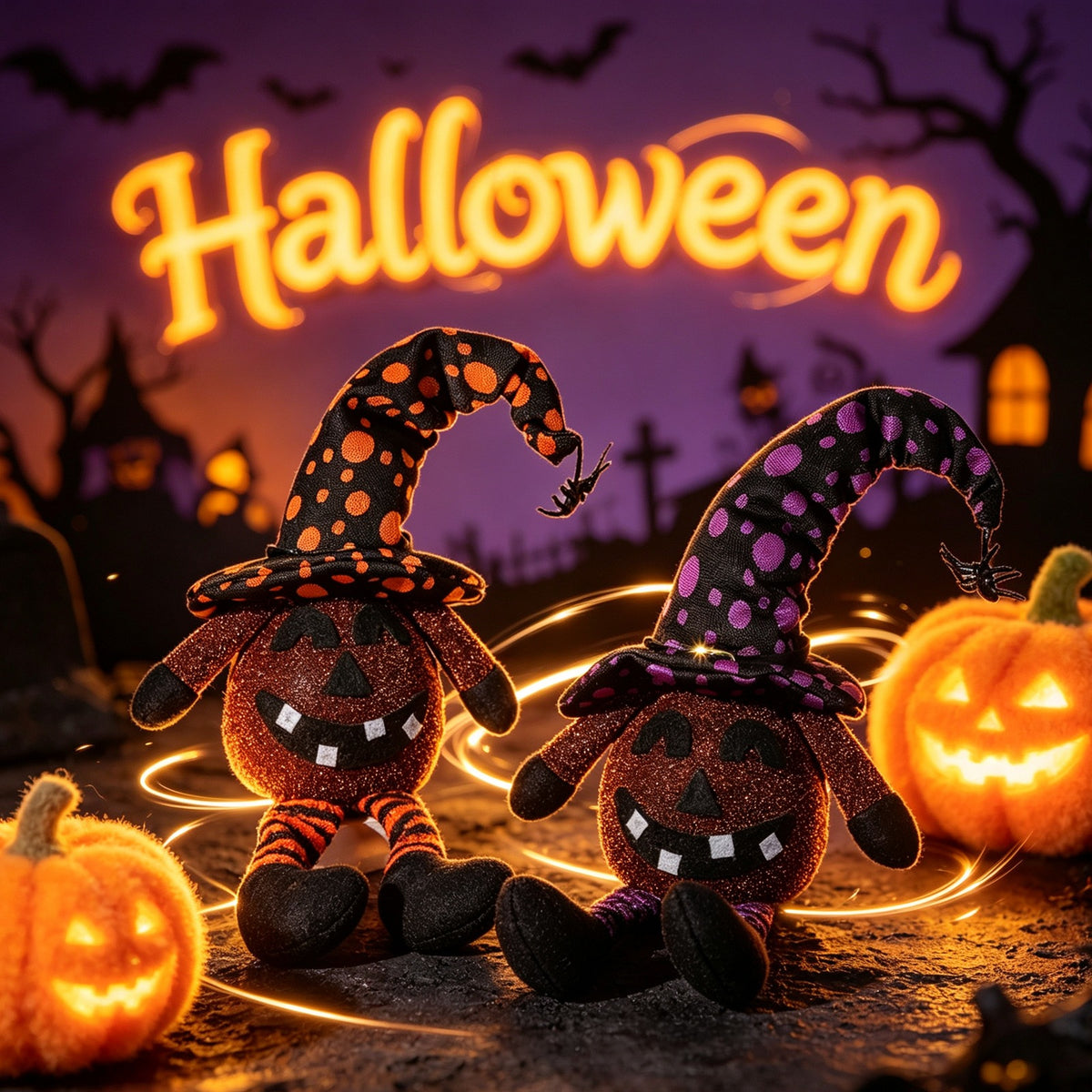Housse Bouteille Halloween Sorcière Jambes – Chapeau Sorcier en Tissu, Déco Table Champagne & Vin, Orange ou Violet