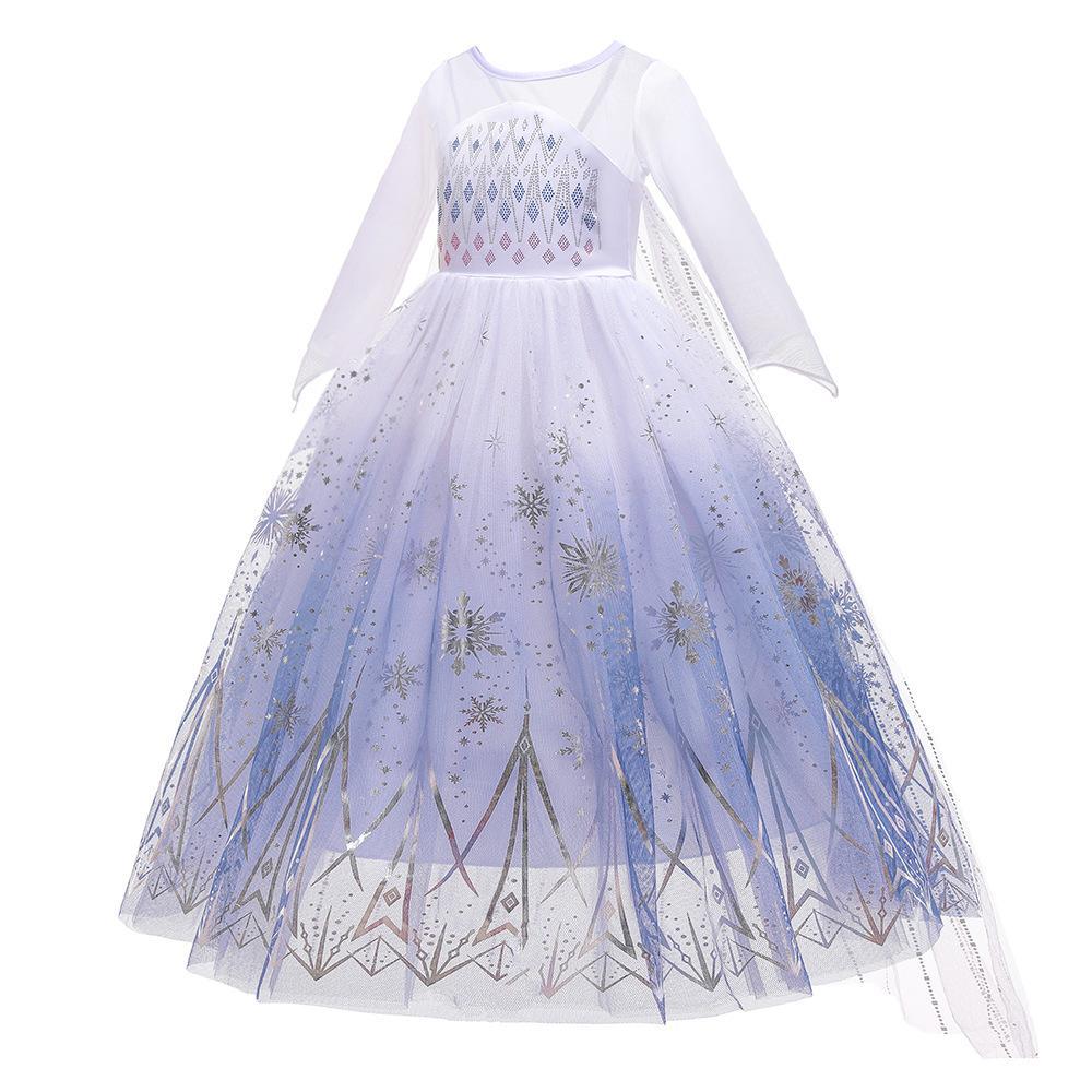 Robe Princesse Elsa Manches Longues Enfant – Déguisement Halloween & Anniversaire, Violette, 100 à 140 cm