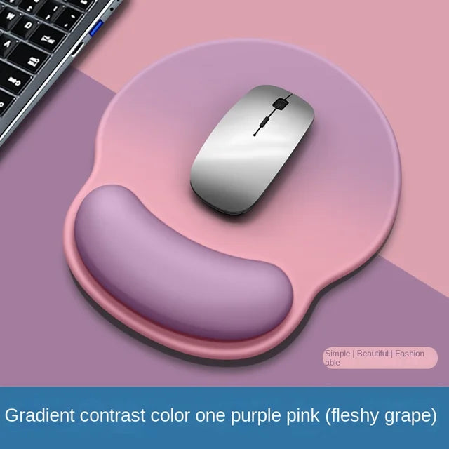 Tapis de Souris Dégradé avec Repose-Poignet Silicone – Tissu Doux, Antidérapant, 4 Coloris Pastel, Bureau & PC