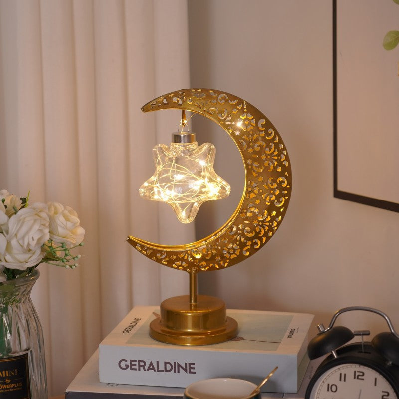 Lampe Décorative LED Filament Cuivre – 3 Formes Lune Étoile Ampoule, Lumière Blanc Chaud, Déco Chambre Bureau, Cadeau Noël