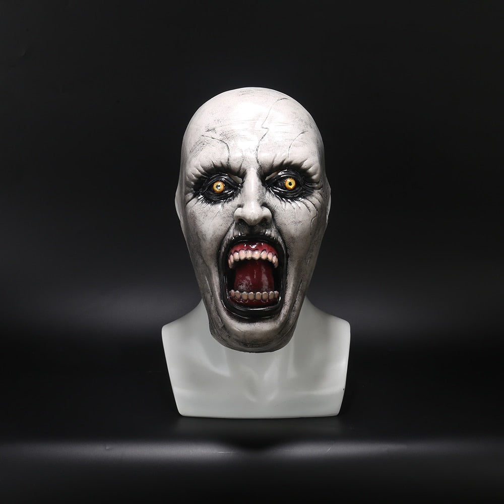Masque La Nonne Valak Latex – Déguisement Horreur Halloween Cosplay, Masque + Foulard Voile Inclus, Taille Universelle