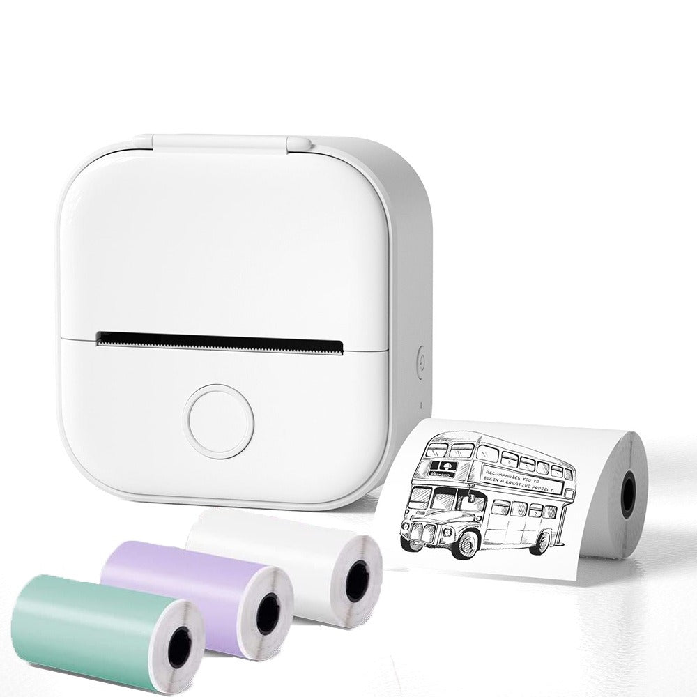 Mini Imprimante Thermique Bluetooth Portable – T02, 6 Coloris, Papier 53x30mm, Batterie Lithium, Étiquettes & Photos