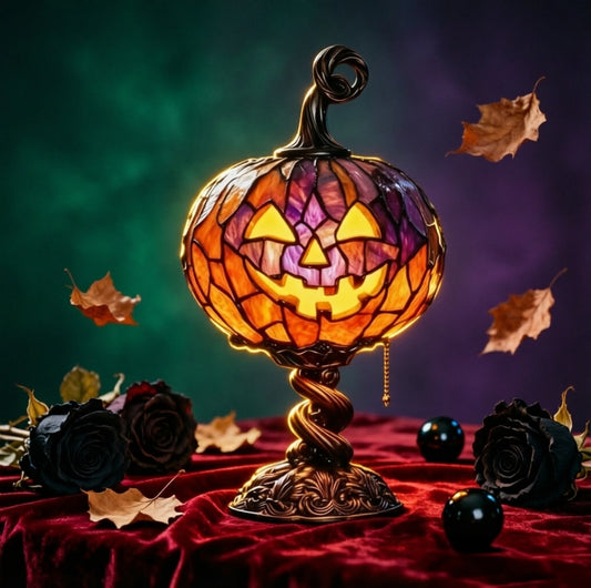 Lampe de Table Halloween Citrouille Lumineuse – Résine, Fantômes & Chauves-Souris, Décoration Intérieure, Cadeau Halloween