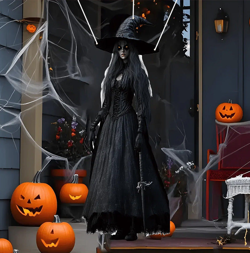 Toile Suspendue 2D Halloween Horreur – Faucheur, Dame Blanche ou Sorcière, Déco Intérieur & Extérieur, Polyester