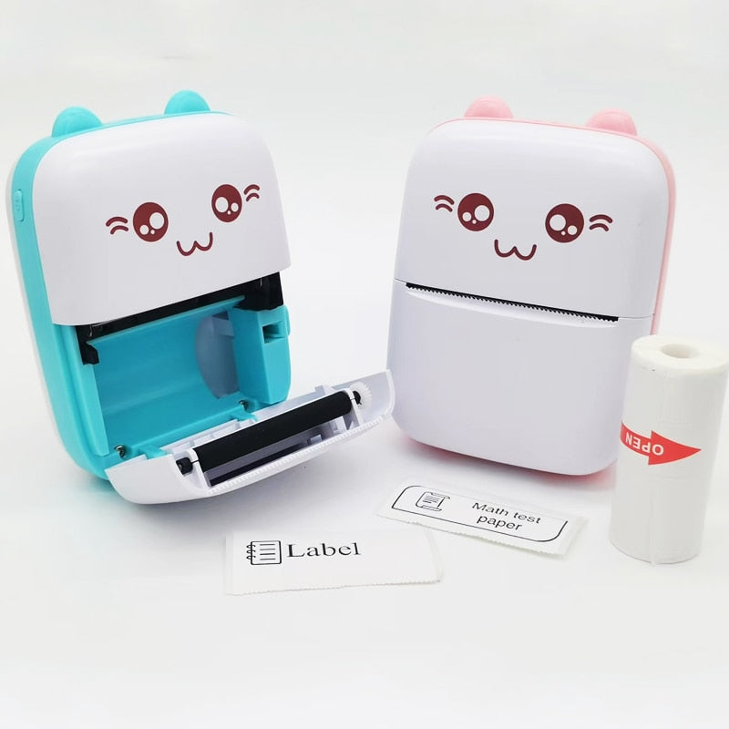Mini Imprimante Thermique Portable Bluetooth Sans Encre – Photo & Étiquettes, 203 DPI, iOS & Android, Rose ou Bleu + Papier