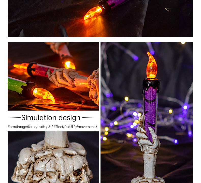 Bougie LED Crâne Larmes Halloween – Électronique Sans Fumée, Déco Maison Hantée Salle Secrète, 3 Coloris
